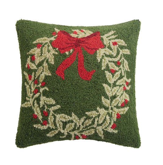 Holiday Wreath Green Hook Pillow