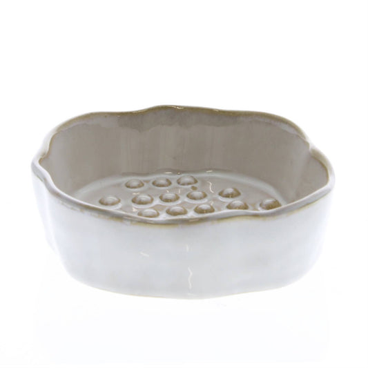 Bower Ceramic Soap Dish - Rnd - Fancy White