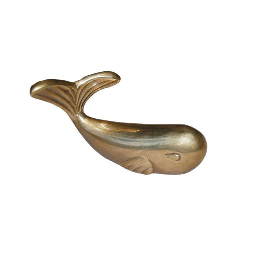 3-1/2" Antiqued Brass Whale Nautical Paperweight