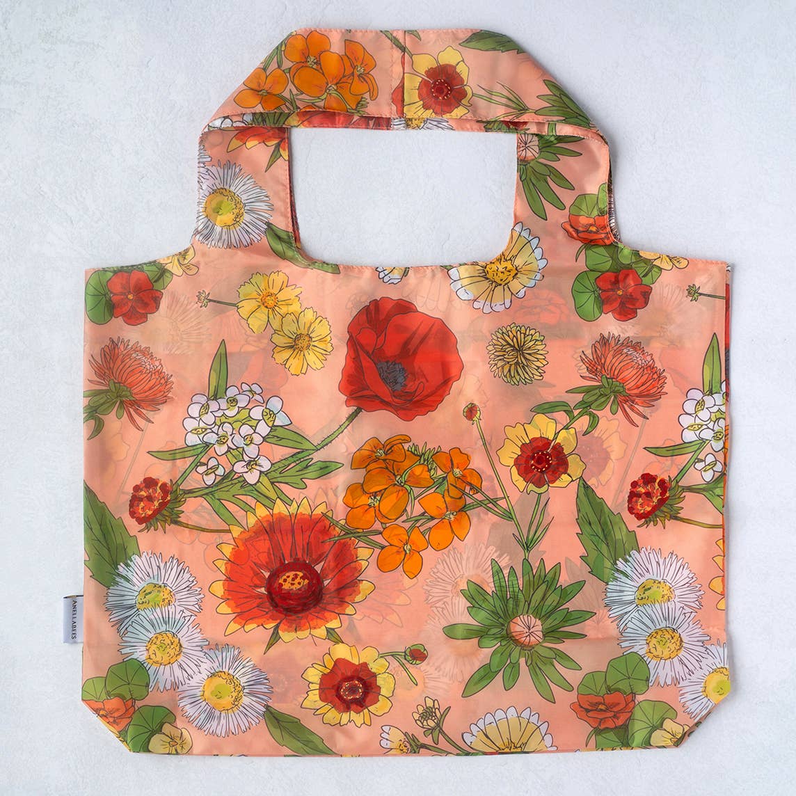 Valentine's Reusable Shopping Tote Bag - Poppy + Wildflowers